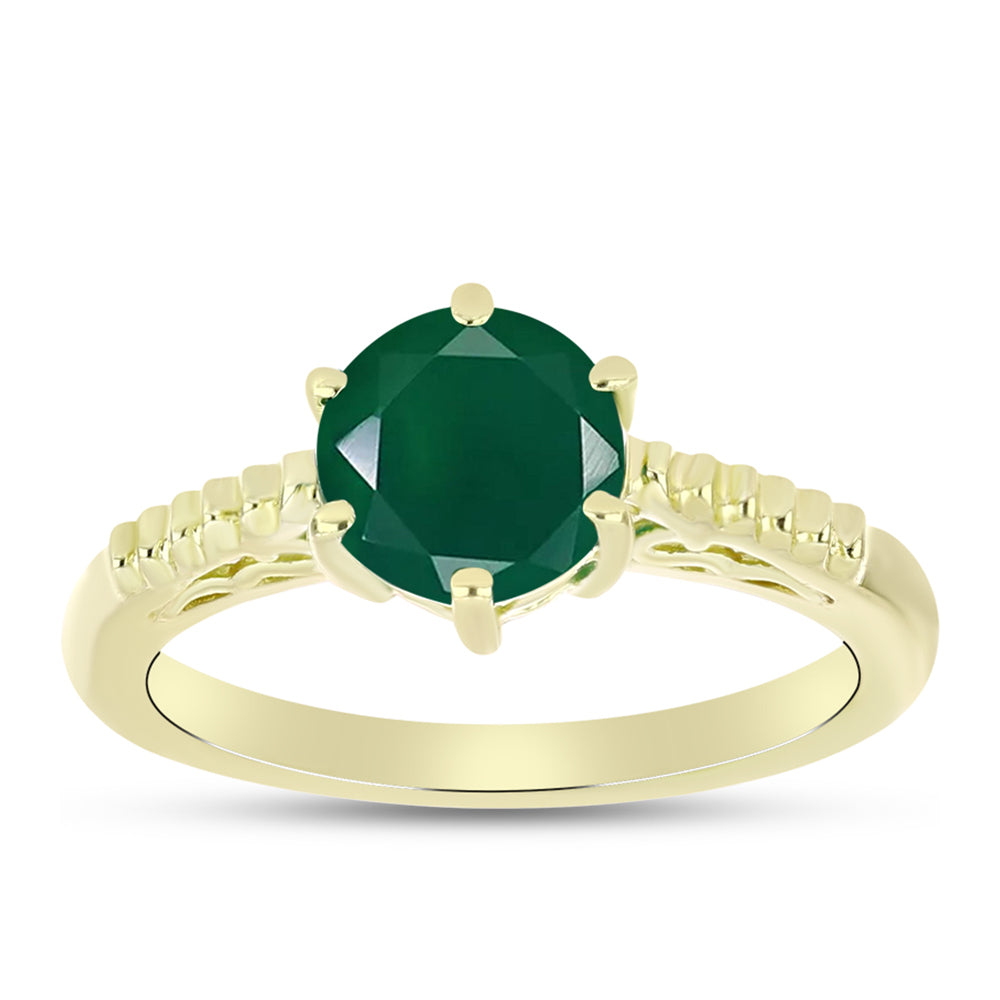Anillo de Plata Bañada en Oro con Ágata Verde 3 