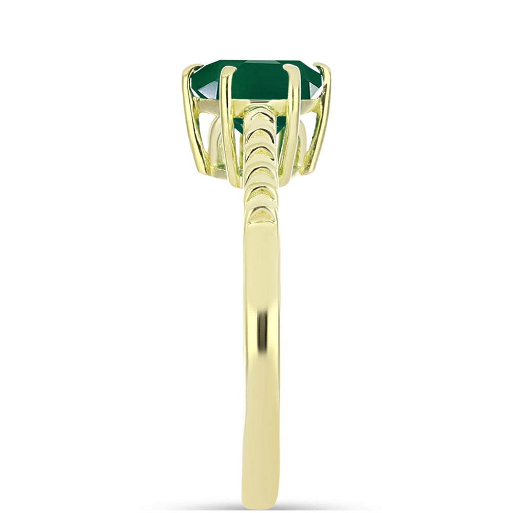 Anillo de Plata Bañada en Oro con Ágata Verde 4 