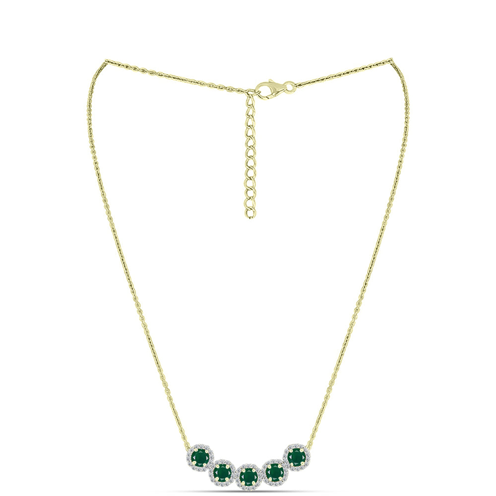 Collar de Plata Bañada en Oro con Ágata Verde y Topacio Blanco 1 