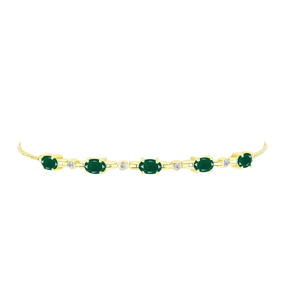 Pulsera de Plata Bañada en Oro con Ágata Verde y Topacio Blanco 2 