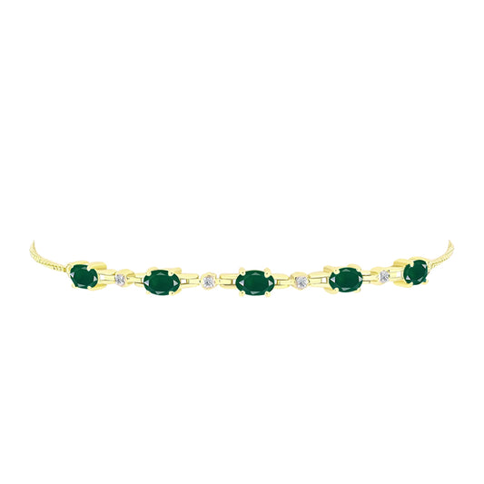 Pulsera de Plata Bañada en Oro con Ágata Verde y Topacio Blanco