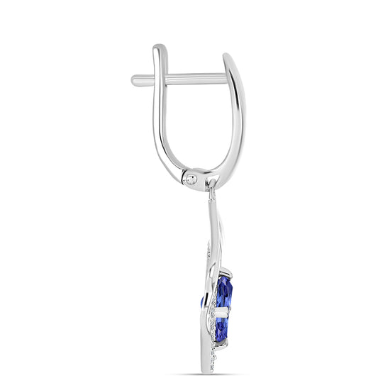 Pendientes de Plata con Tanzanita AAA y Diamante blanco