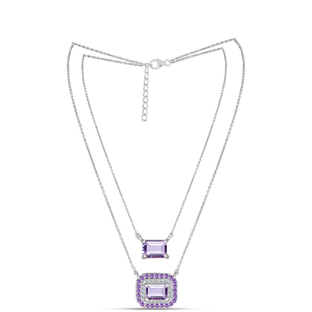 Collar de Plata con Amatista Rosa de Francia y Topacio Blanco 1 