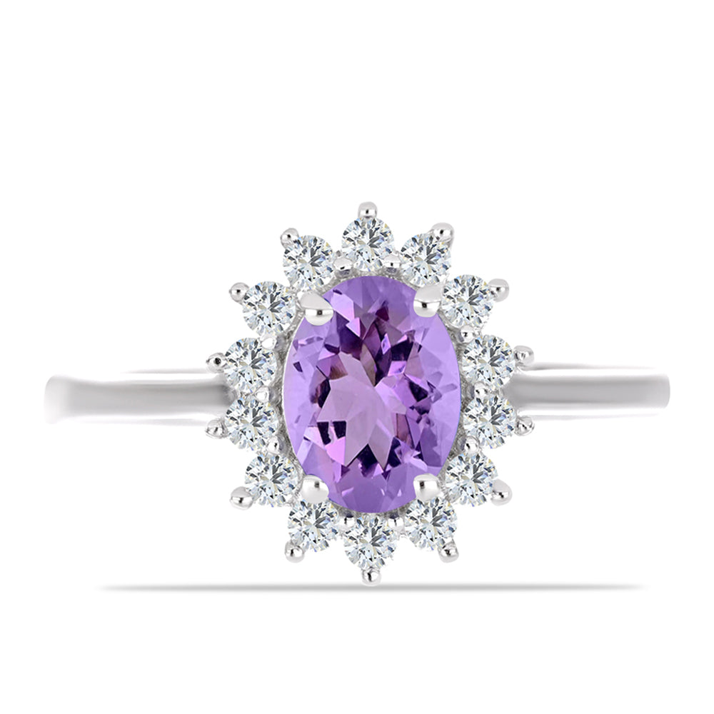 Anillo de Plata con Amatista Rosa de Francia y Topacio Blanco 1 