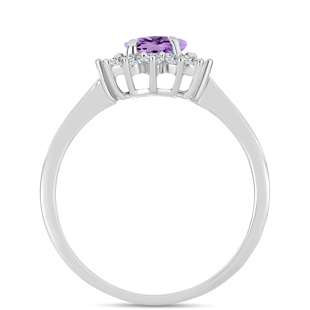 Anillo de Plata con Amatista Rosa de Francia y Topacio Blanco 2 