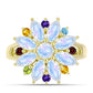 Anillo de Plata Bañada en Oro con Piedra Lunar Arco Iris y Citrino de los Montes Urales