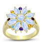 Anillo de Plata Bañada en Oro con Piedra Lunar Arco Iris y Citrino de los Montes Urales