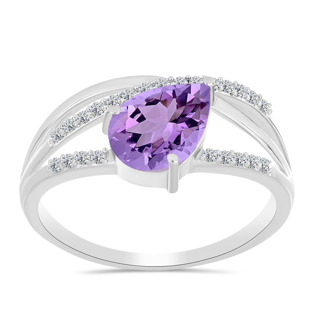 Anillo de Plata con Amatista Rosa de Francia y Topacio Blanco 3 