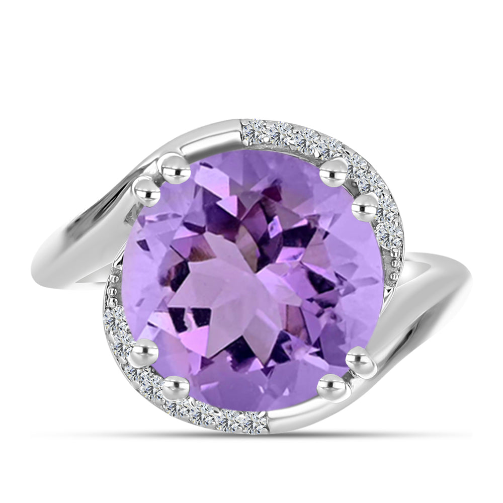 Anillo de Plata con Amatista Rosa de Francia y Topacio Blanco 1 