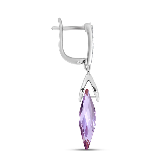 Pendientes de Plata con Amatista Rosa de Francia y Topacio Blanco