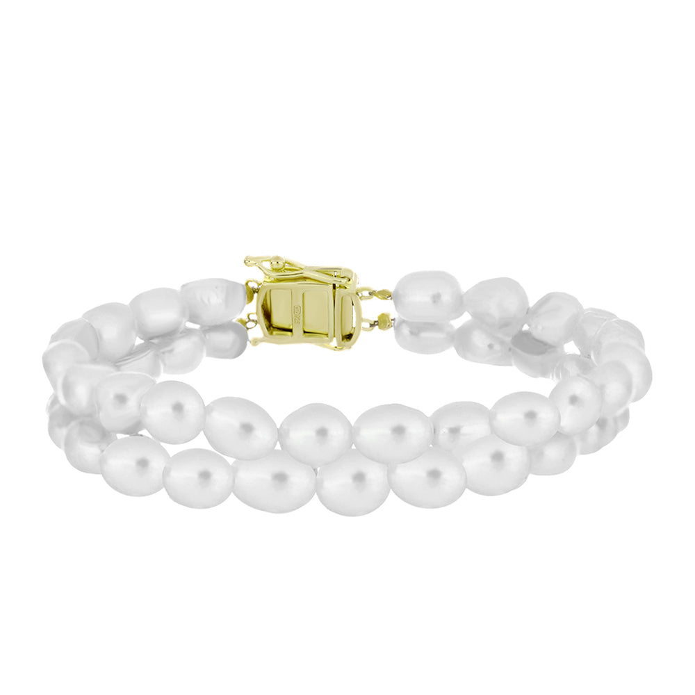 Pulsera de Plata Bañada en Oro con Perla de Agua Dulce 1 