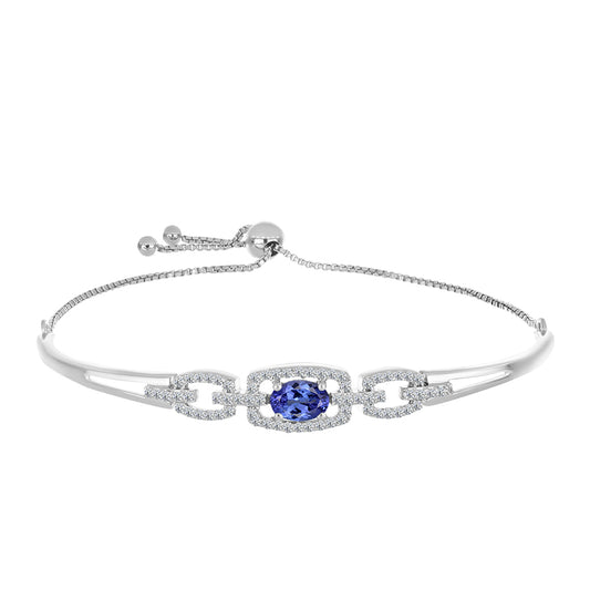 Pulsera de Plata con Tanzanita AAA y Diamante blanco