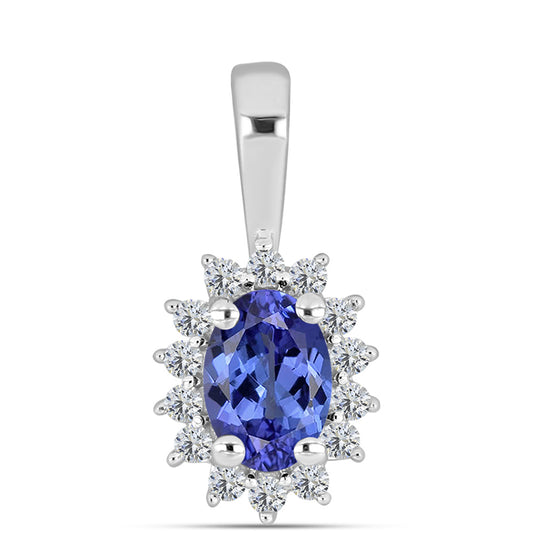 Colgante de Plata con Tanzanita AAA y Diamante blanco