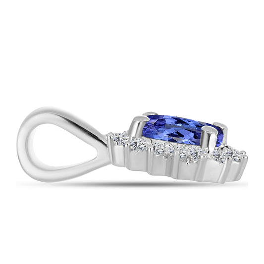 Colgante de Plata con Tanzanita AAA y Diamante blanco