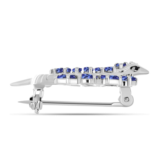Broche de Plata con Tanzanita AAA y Diamante blanco