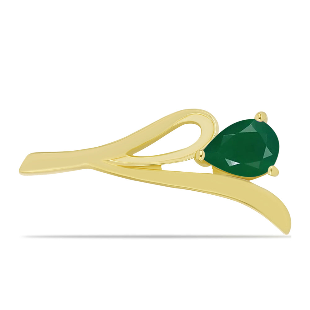 Broche de Plata Bañada en Oro con Ágata Verde 1 