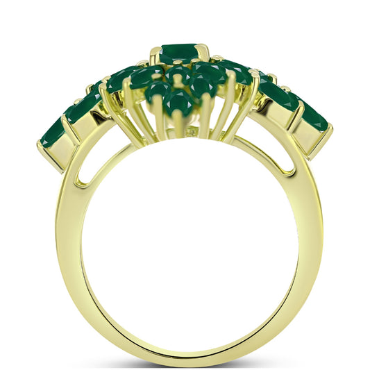Anillo de Plata Bañada en Oro con Ágata Verde