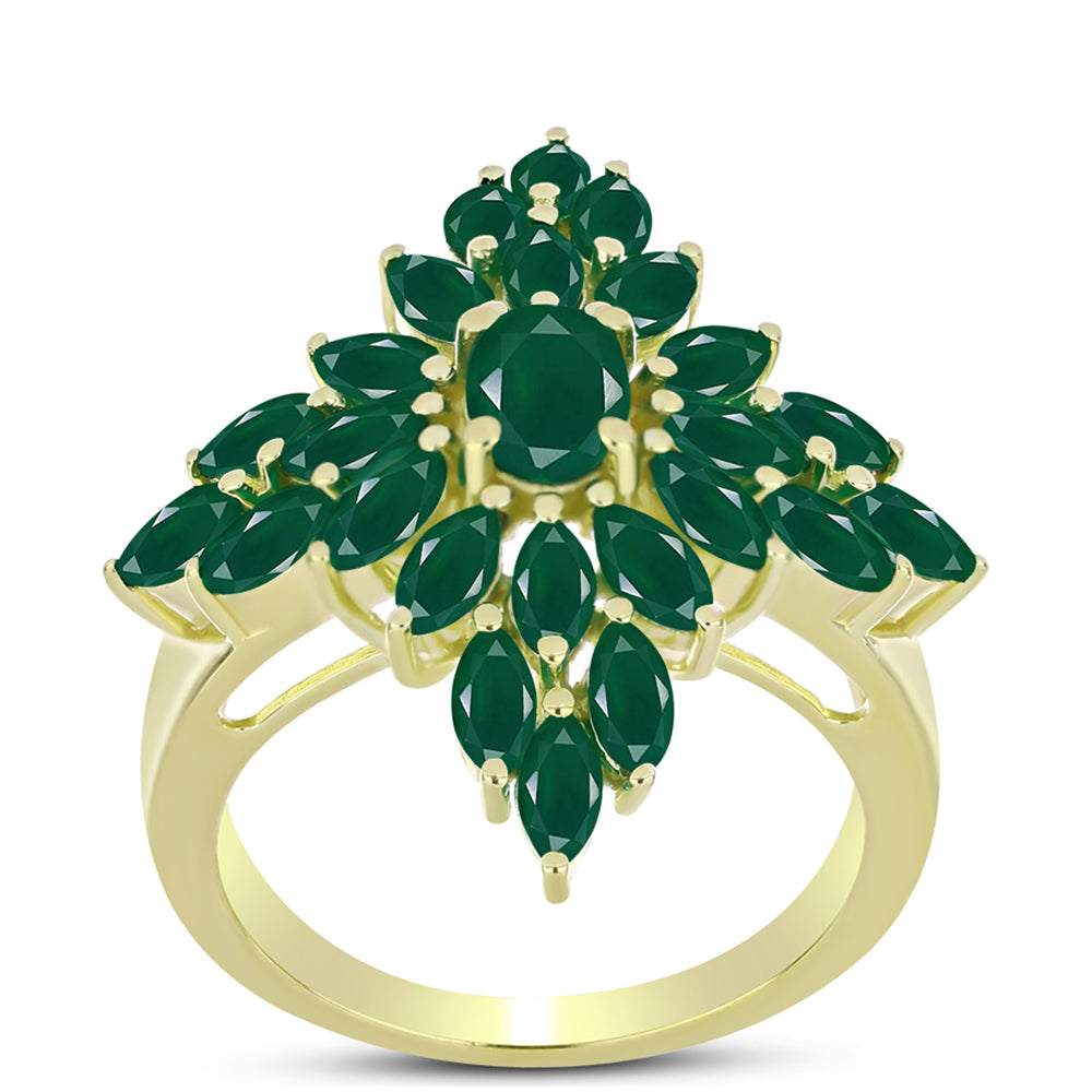 Anillo de Plata Bañada en Oro con Ágata Verde 3 