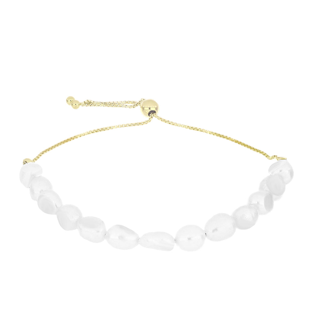 Pulsera de Plata Bañada en Oro con Perla de Agua Dulce