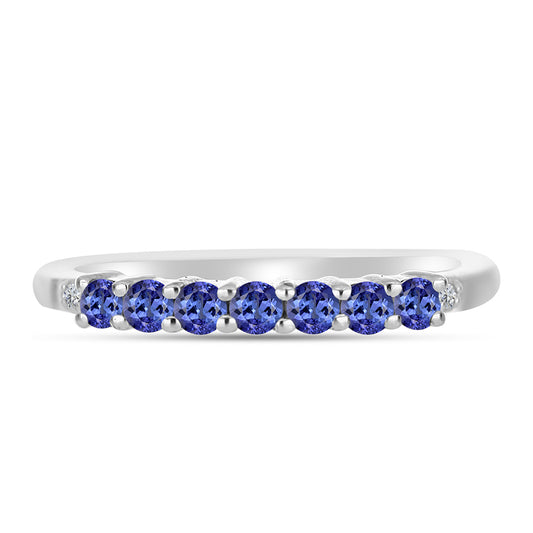 Anillo de Plata con Tanzanita AAA y Diamante blanco