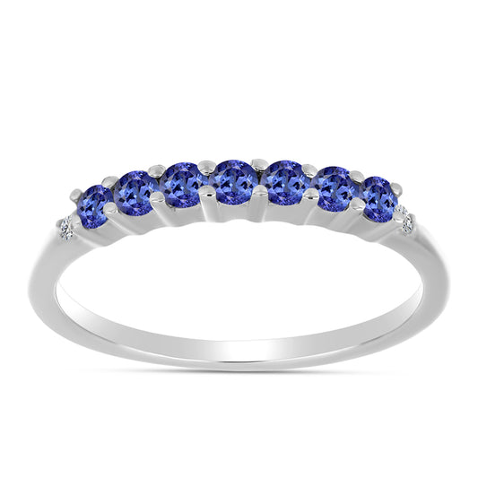 Anillo de Plata con Tanzanita AAA y Diamante blanco