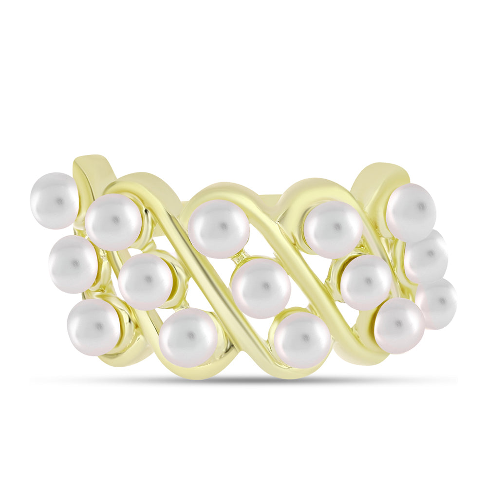 Anillo de Plata Bañada en Oro con Perla de Agua Dulce 1 
