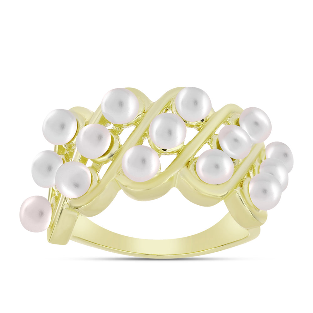 Anillo de Plata Bañada en Oro con Perla de Agua Dulce