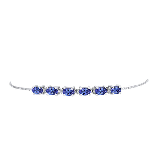 Pulsera de Plata con Tanzanita AAA y Diamante blanco