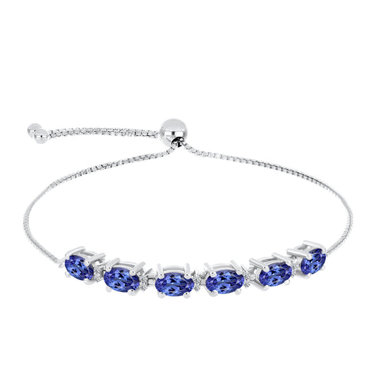 Pulsera de Plata con Tanzanita AAA y Diamante blanco