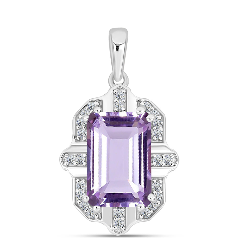 Colgante de Plata con Amatista Rosa de Francia y Topacio Blanco 1 