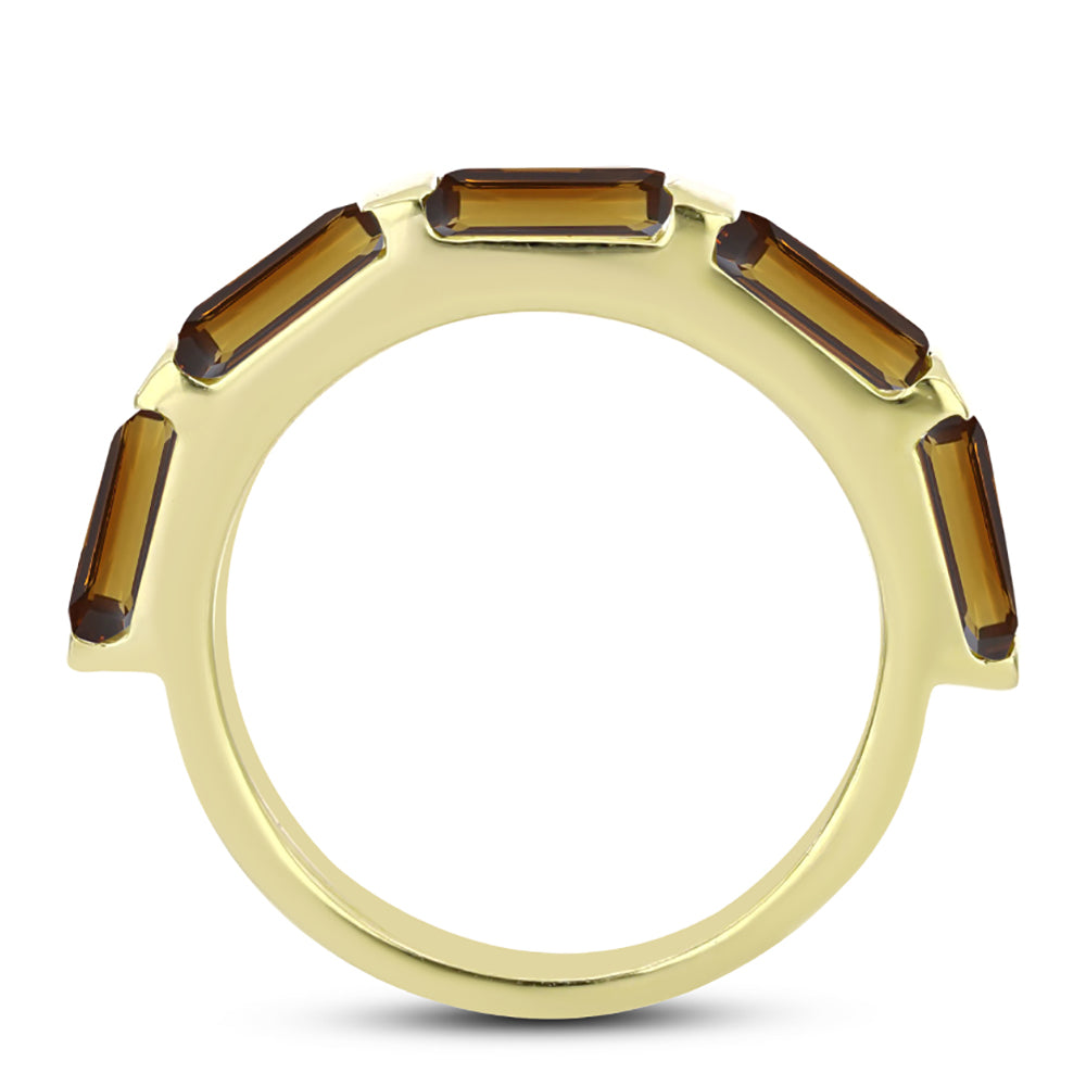 Anillo de Plata Bañada en Oro con Cuarzo Coñac