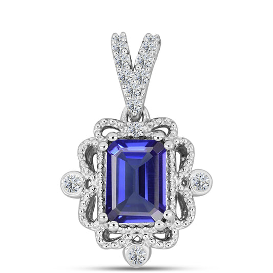 Colgante de Plata con Tanzanita AAA y Diamante blanco