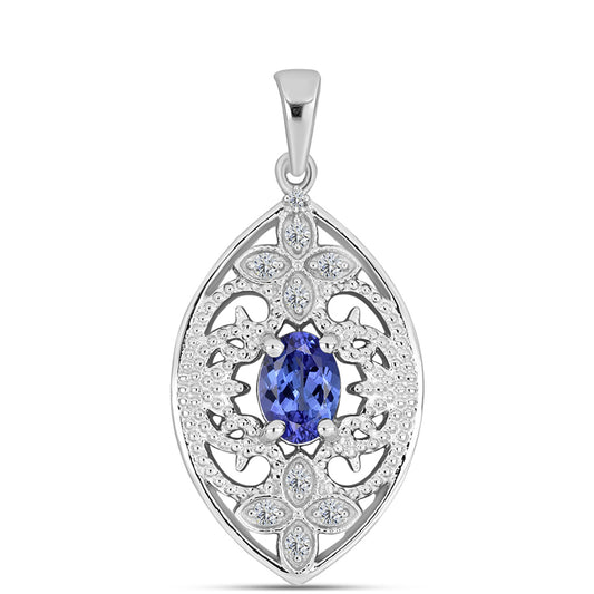 Colgante de Plata con Tanzanita AAA y Diamante blanco