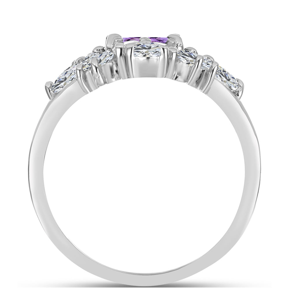 Anillo de Plata con Amatista Rosa de Francia y Topacio Blanco 2 