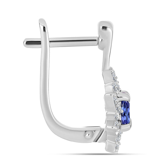 Pendientes de Plata con Tanzanita AAA y Diamante blanco