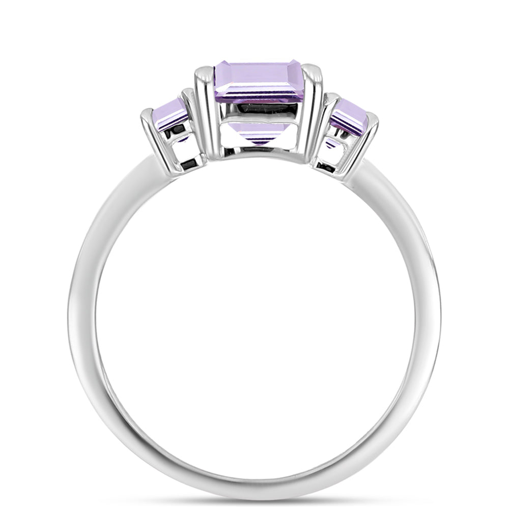Anillo de Plata con Amatista Rosa de Francia y Topacio Blanco 2 