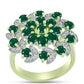 Anillo de Plata Bañada en Oro con Ágata Verde y Topacio Blanco