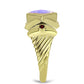 Anillo de Plata Bañada en Oro con Piedra Lunar Arco Iris y Granate Barton