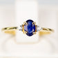 Anillo de Plata Bañada en Oro con Zafiro Azul Australiano y Topacio Blanco
