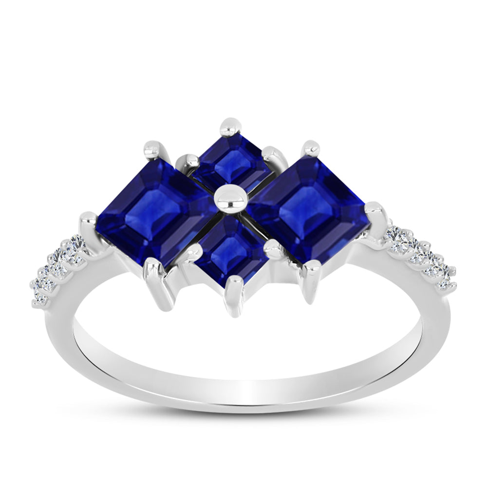 Anillo de Plata con Zafiro Azul Australiano y Topacio Blanco