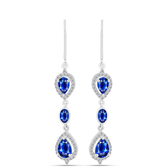 Pendientes de Plata con Zafiro Azul Australiano y Topácio Blanco