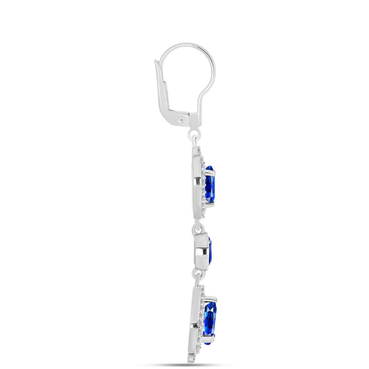 Pendientes de Plata con Zafiro Azul Australiano y Topácio Blanco