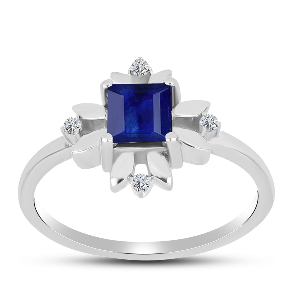 Anillo de Plata con Zafiro Azul Australiano y Topacio Blanco