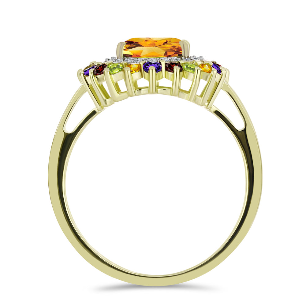 Anillo de Plata Bañada en Oro con Amatista de Marruecos y Citrino de los Montes Urales 6 