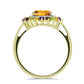 Anillo de Plata Bañada en Oro con Amatista de Marruecos y Citrino de los Montes Urales
