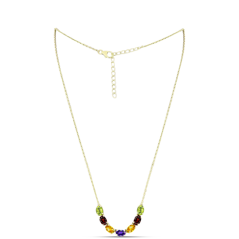 Collar de Plata Bañada en Oro con Amatista de Marruecos y Citrino de los Montes Urales 1 