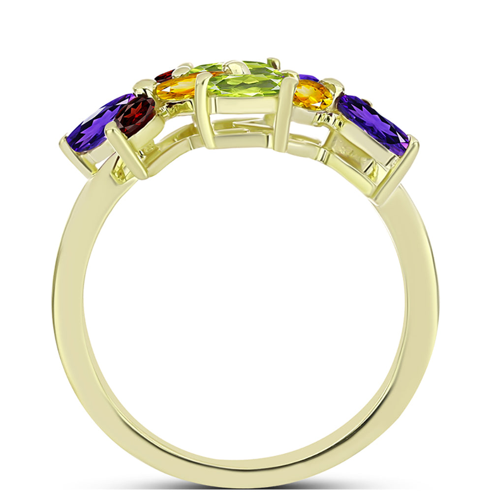 Anillo de Plata Bañada en Oro con Amatista de Marruecos y Citrino de los Montes Urales 2 