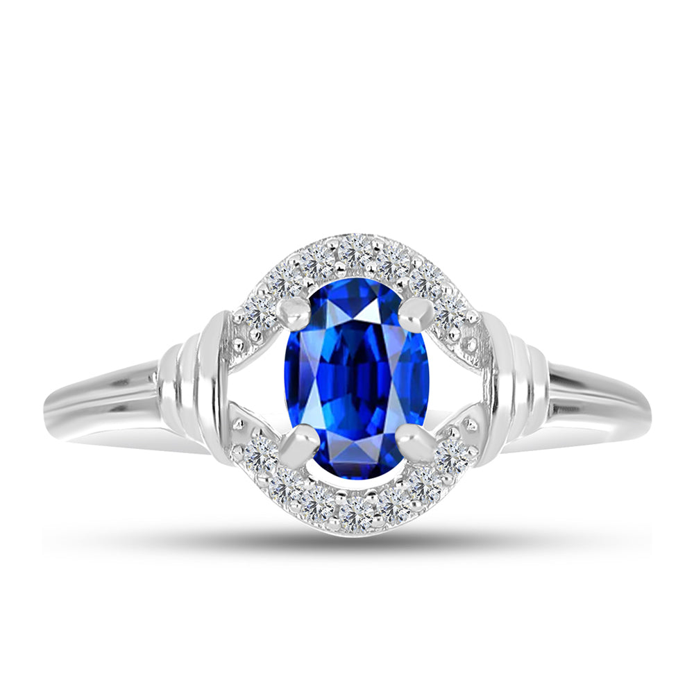 Anillo de Plata con Zafiro Azul Australiano y Topacio Blanco