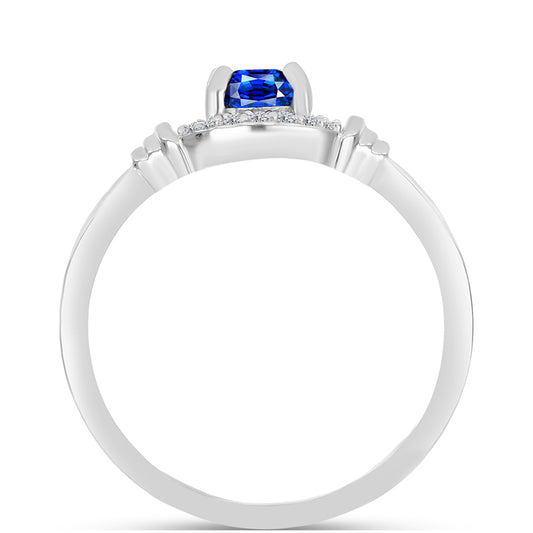Anillo de Plata con Zafiro Azul Australiano y Topacio Blanco