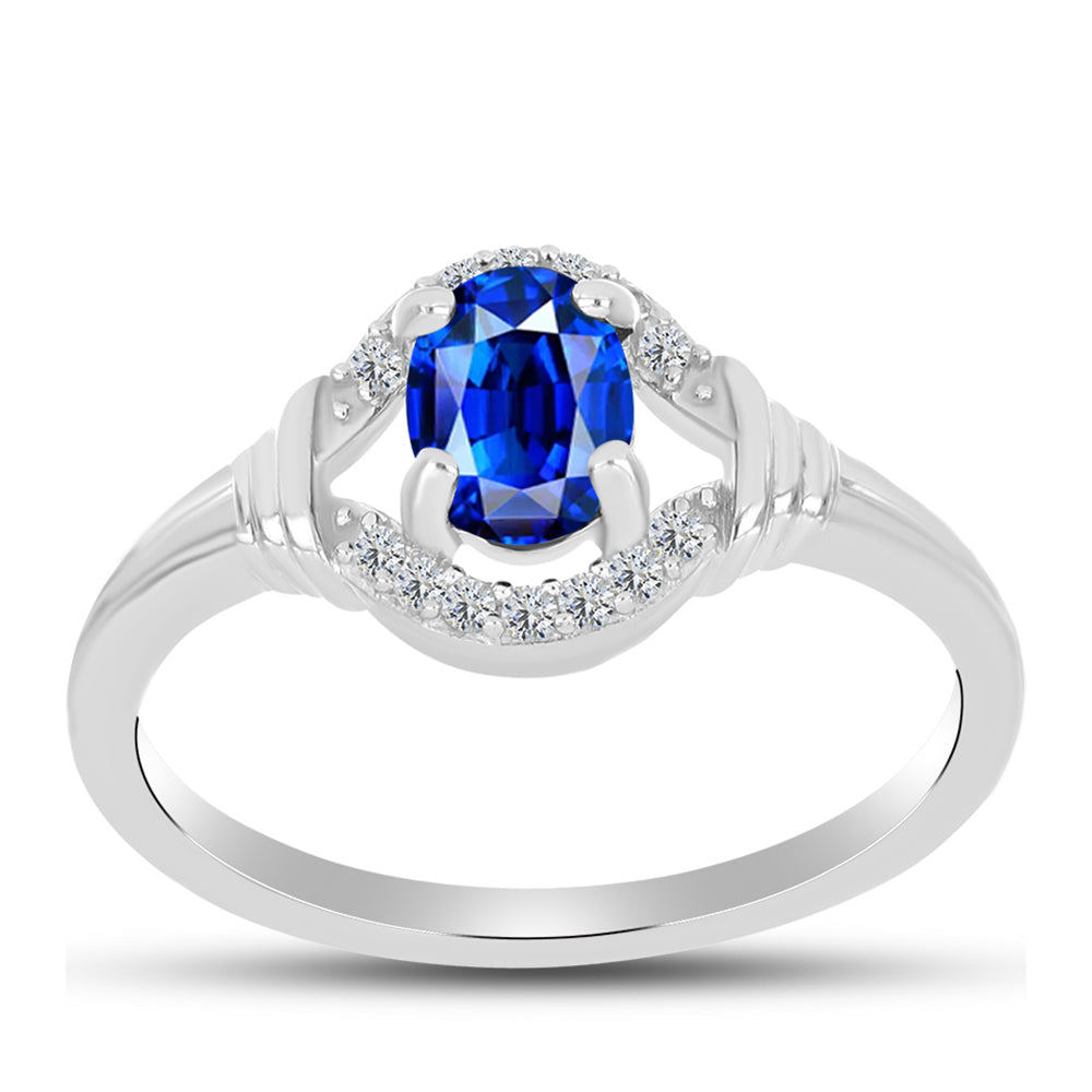 Anillo de Plata con Zafiro Azul Australiano y Topacio Blanco 3 